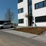 SF-Bau-Bepflanzung Außenanlage-Stauferpark Göppingen-Neubau Büro mit Halle-Stahlbau-Schlüsselfertigbau