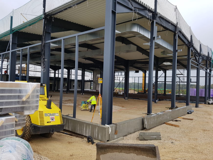 SF-Bau-Vorbereitung Bodenplatte-Neubau Produktionshalle mit Büro- und Sozialgebäude-Türkheim-Stahlbau-Schlüsselfertigbau