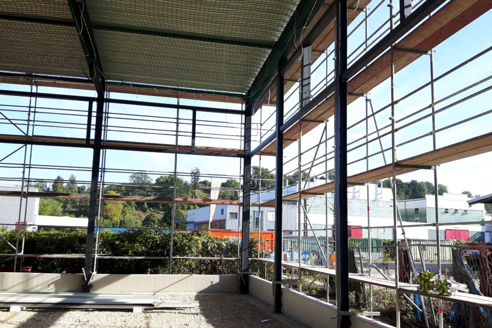 SF-Bau-Porenbetonwand-Trapezblech-Anbau Wareneingangshalle mit Sozialräumen-Eislingen-Stahlbau-Schlüsselfertigbau