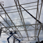 Stahlbau-Montage Stahlkonstruktion mit Teleskop-Raupenkran-Stahlbauarbeiten-Esslingen