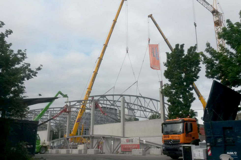 I-Bau-Stellung Stahlkonstruktion-Neubau Halle-Waiblingen-Stahlbau-Industriebau