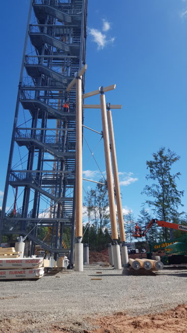 Stahlbau-Anlieferung und Beginn Holzbauarbeiten-Neubau Aussichtsturm-Schömberg-Stahlbau