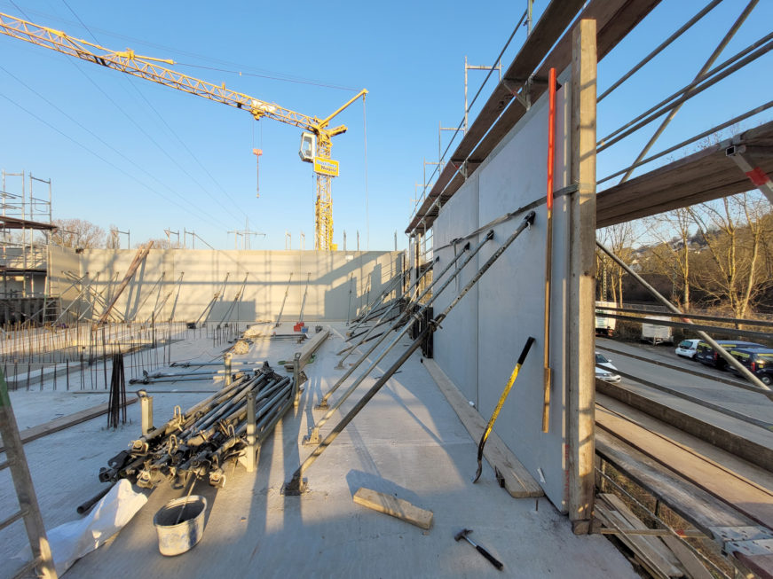 SF-Bau-Wände 1. Obergeschoss-Neubau Produktionshalle mit Bürogebäude-Plochingen-Schlüsselfertigbau
