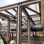 Stahlbau-Stahlbau Bahnhofseingang-Konstruktive Stahlbauarbeiten am Bahnhof-Bonatzbau Stuttgart-Stahlbau
