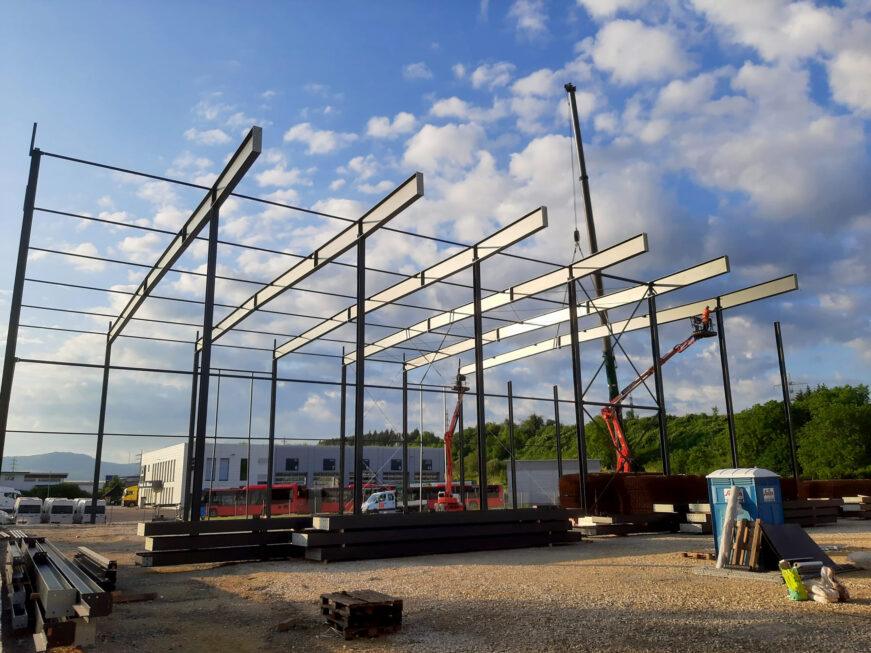 Stahlbau-Stahlbauarbeiten-Neubau einer Produktions- und Lagerhalle-Eislingen-Stahlbau